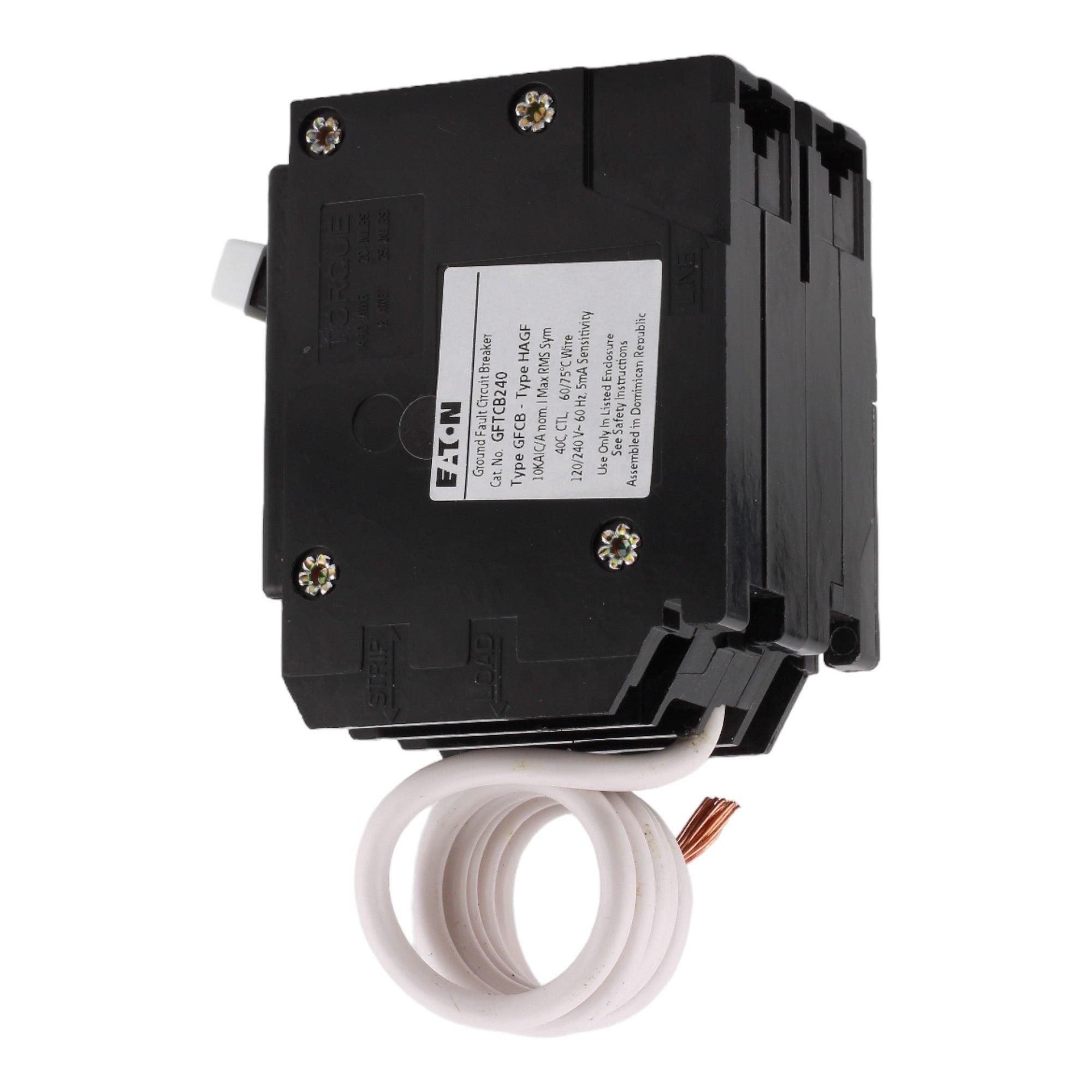 Eaton GFTCB240 40A 120/240V 2-pole GFCI Circuit Breaker Pigtail Neutral