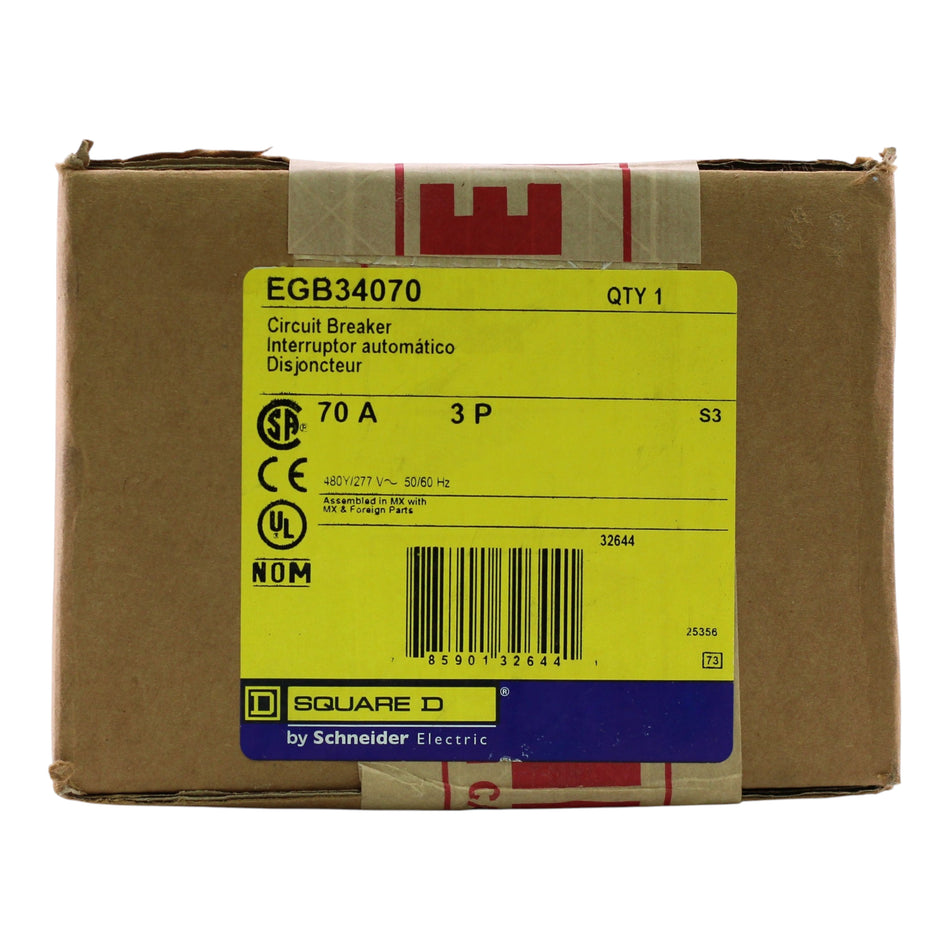 Next 24 Photo Frame Square D E-Frame, EGB34070, 70A, 3P, 480Y/277V, 35kAIC, Bolt-On, Circu ...