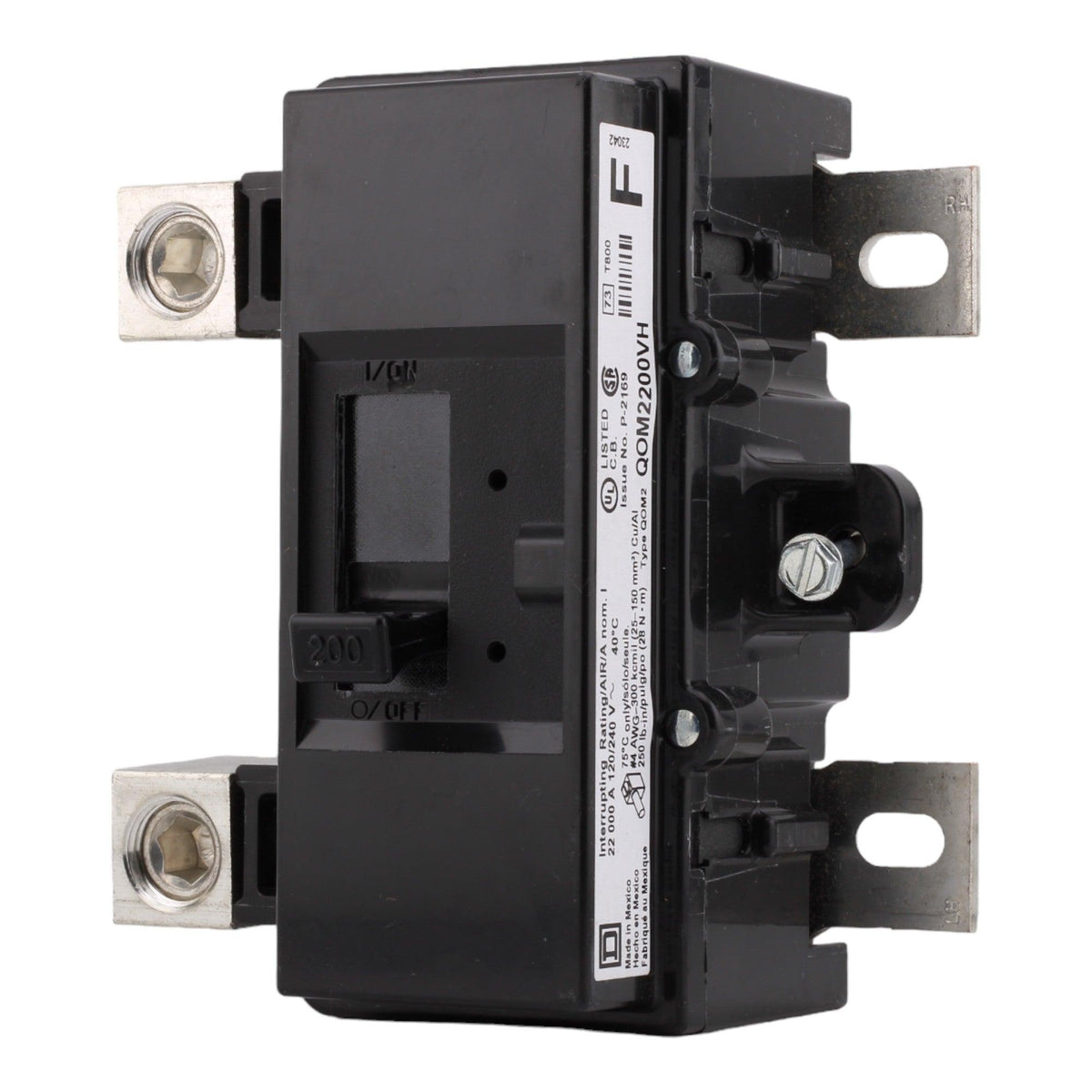 Square D QOM2200VH 200 Amp Double Pole Main Circuit Breaker, 120/240V, Bolt-On, UL Listed
