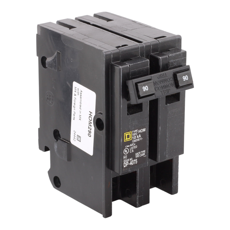 Square D Homeline HOM290 90A 2P 120/240V Standard Plug-In Circuit Breaker
