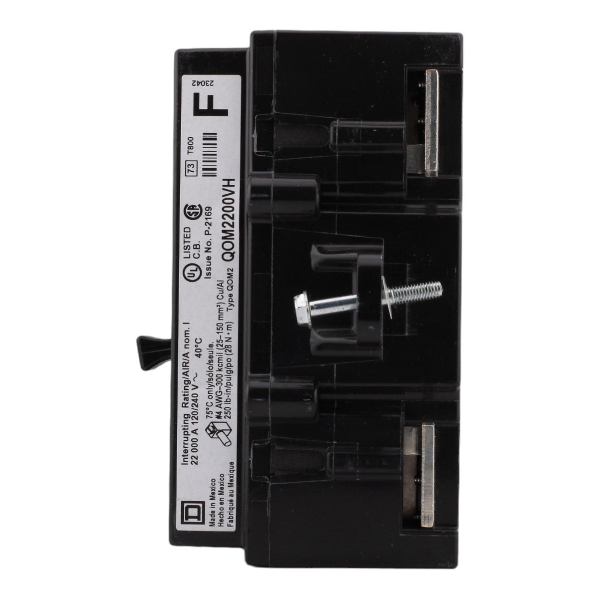 Square D QOM2200VH 200 Amp Double Pole Main Circuit Breaker, 120/240V, Bolt-On, UL Listed
