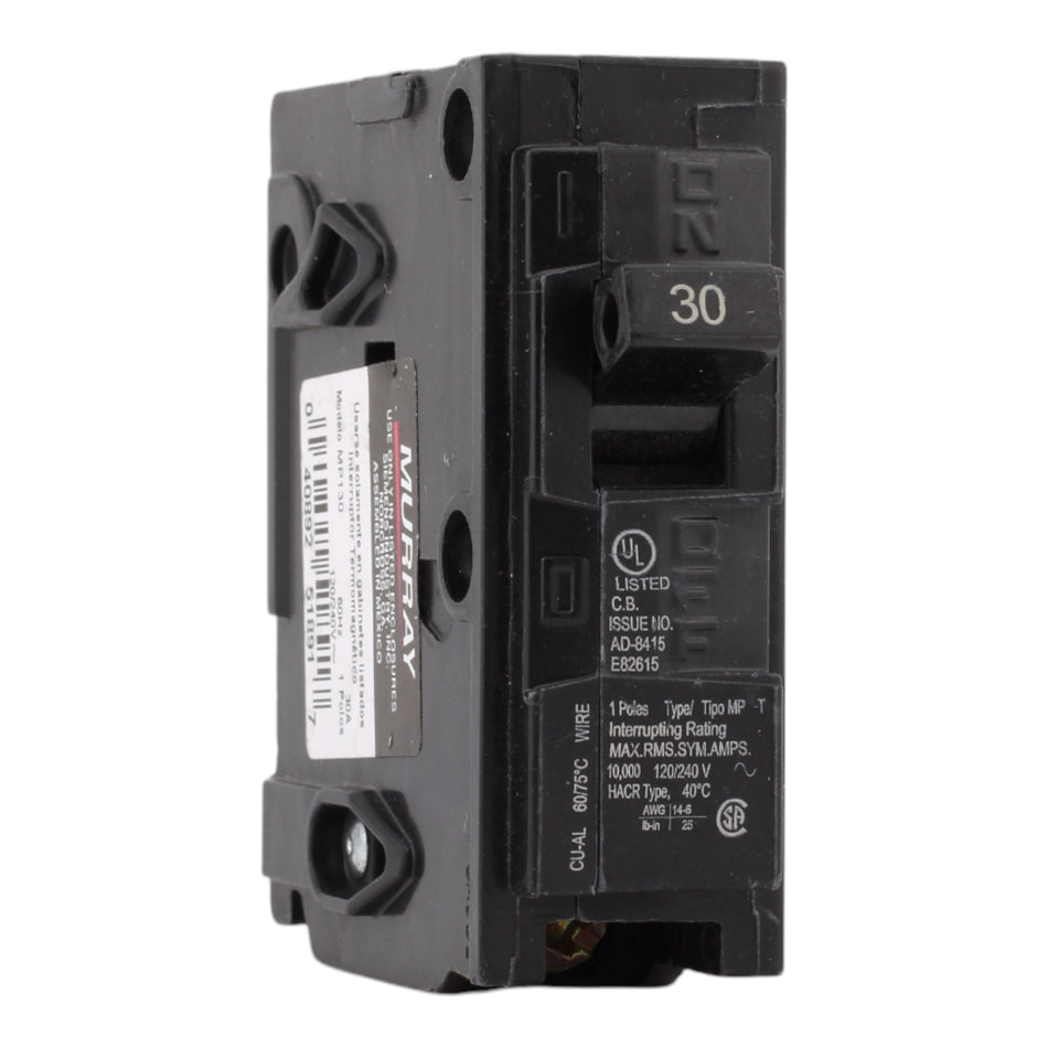 Murray MP130 30A 120V 1-Pole Miniature Thermal Magnetic Circuit Breaker, Compatible with Murray and Siemens Load Centers
