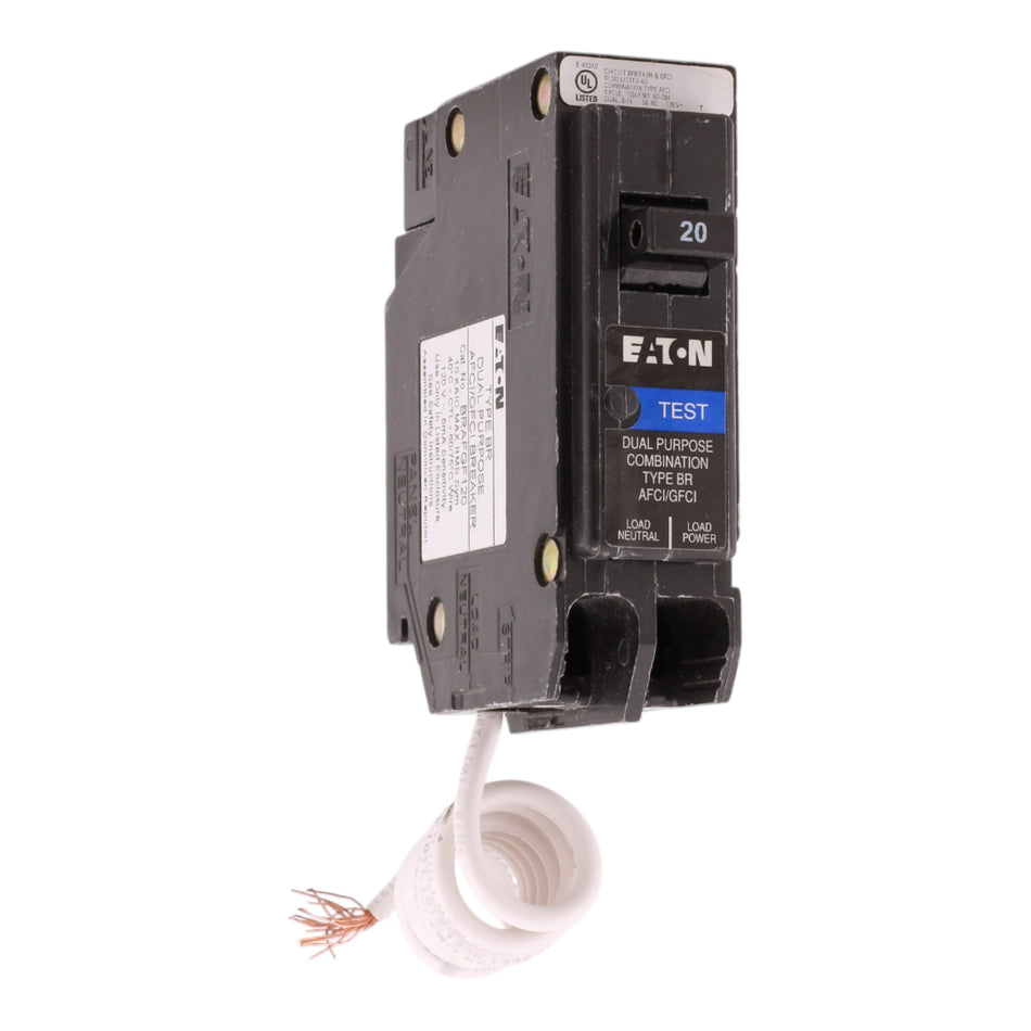 Eaton BR BRAFGF120 20A 1P 120V AFCI/GFCI Pigtail Neutral Circuit Breaker