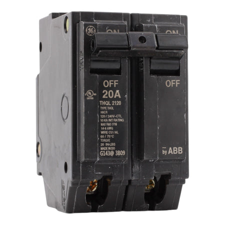 GE THQL2120 20A 120/240V 2-pole Circuit Breaker UL