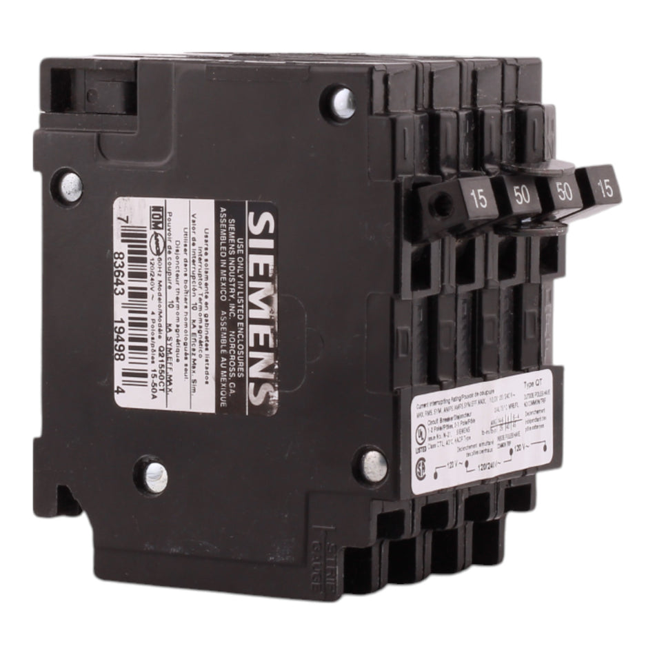 Siemens QT Q21550CT 15-50A 1P/2P 120/240V Triplex Circuit Breaker