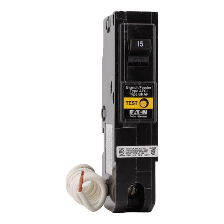Eaton BR115AF 15 Amp Single Pole 120V Pigtail-Neutral AFCI Arc Fault Circuit Breaker UL