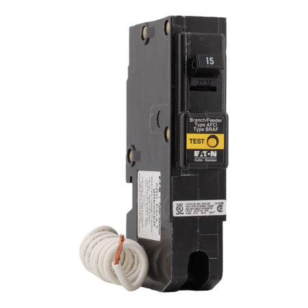 Eaton BR115AF 15 Amp Single Pole 120V Pigtail-Neutral AFCI Arc Fault Circuit Breaker UL