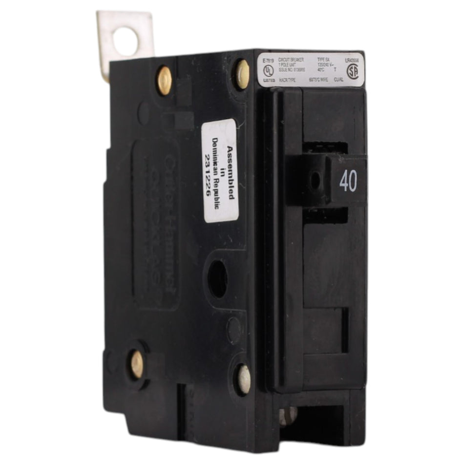 Eaton BAB, BAB1040, 40A, 1P, 120/240V, Thermal Magnetic, Bolt-On, Circuit Breaker