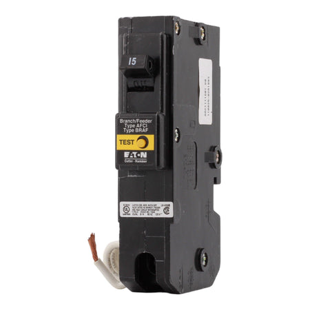 Eaton BR115AF 15 Amp Single Pole 120V Pigtail-Neutral AFCI Arc Fault Circuit Breaker UL