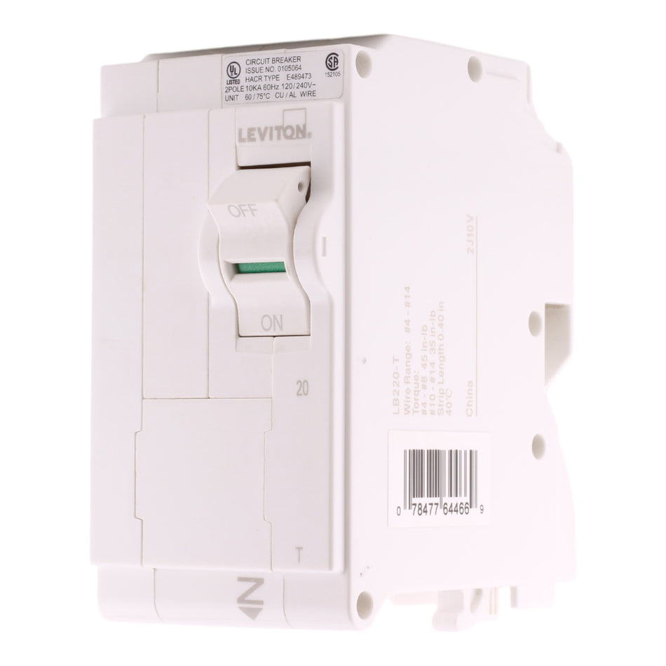 Leviton LB220-T 20A 2P 120/240V Standard Plug-On Neutral Circuit Breaker