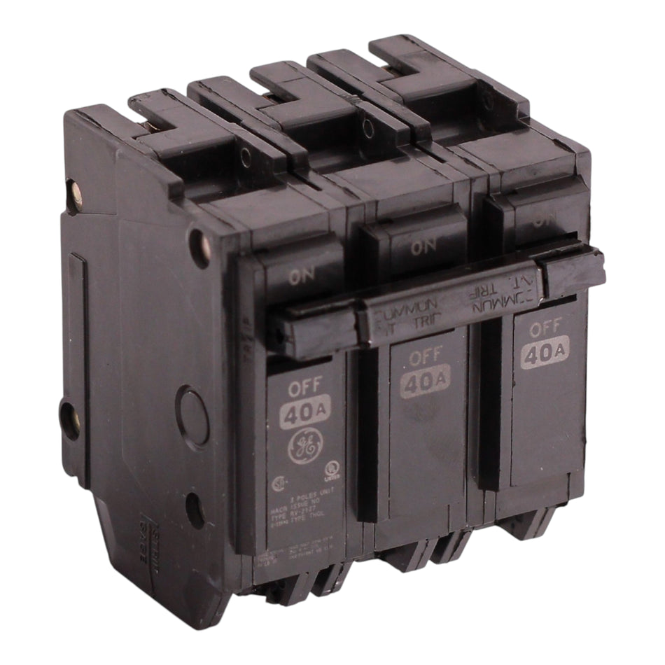 GE Q-Line, THQL32040, 40A, 3P, 120/240V, 10kA, Plug-In, Thermal-Magnetic, Circuit Breaker