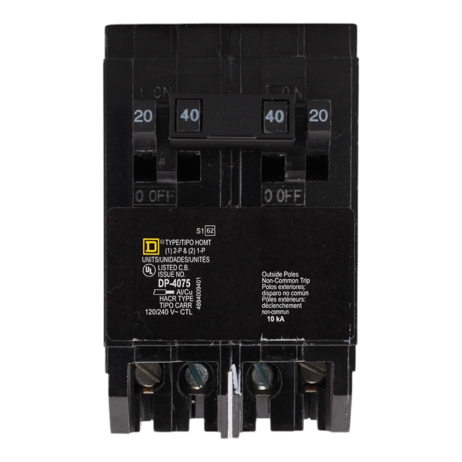 Square D HOMT2020240 20/20/40A 120/240V Quad Circuit Breaker – RES LLC ...