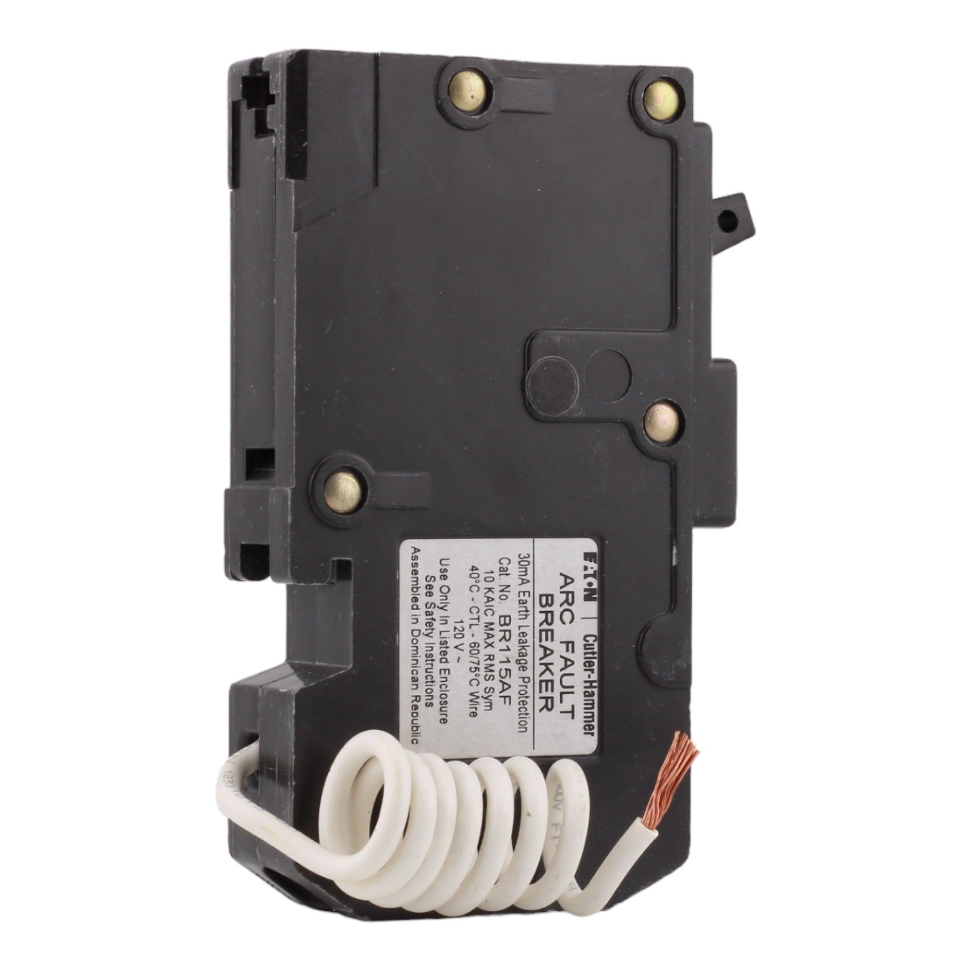 Eaton BR115AF 15 Amp Single Pole 120V Pigtail-Neutral AFCI Arc Fault Circuit Breaker UL