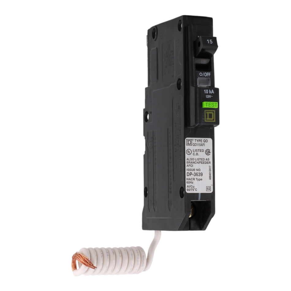 Square D QO QO115AFI 15A 1P 120V AFCI Pigtail Neutral Circuit Breaker