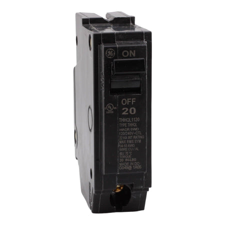 GE THHQL1120 20 Amp Single-Pole Circuit Breaker - 120/240V, 10kA, Plug-On, UL Listed