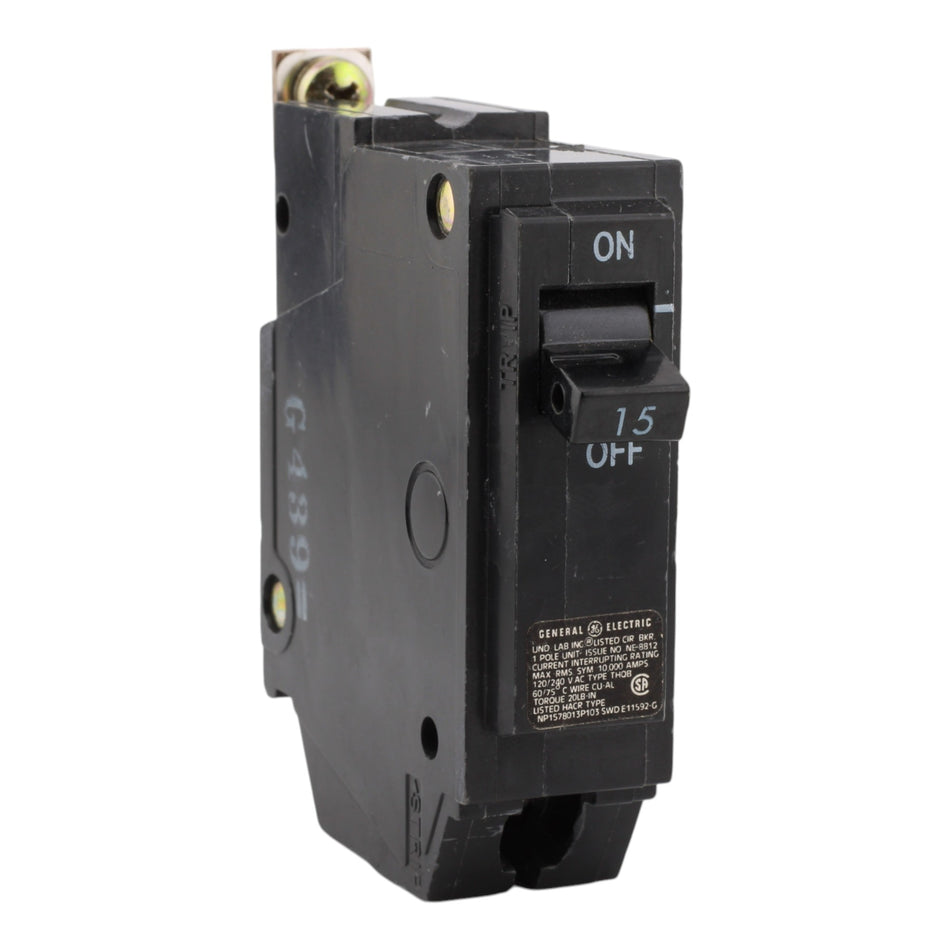 GE THQB1115 15A 1P 120/240V Q-Line Bolt-On Circuit Breaker