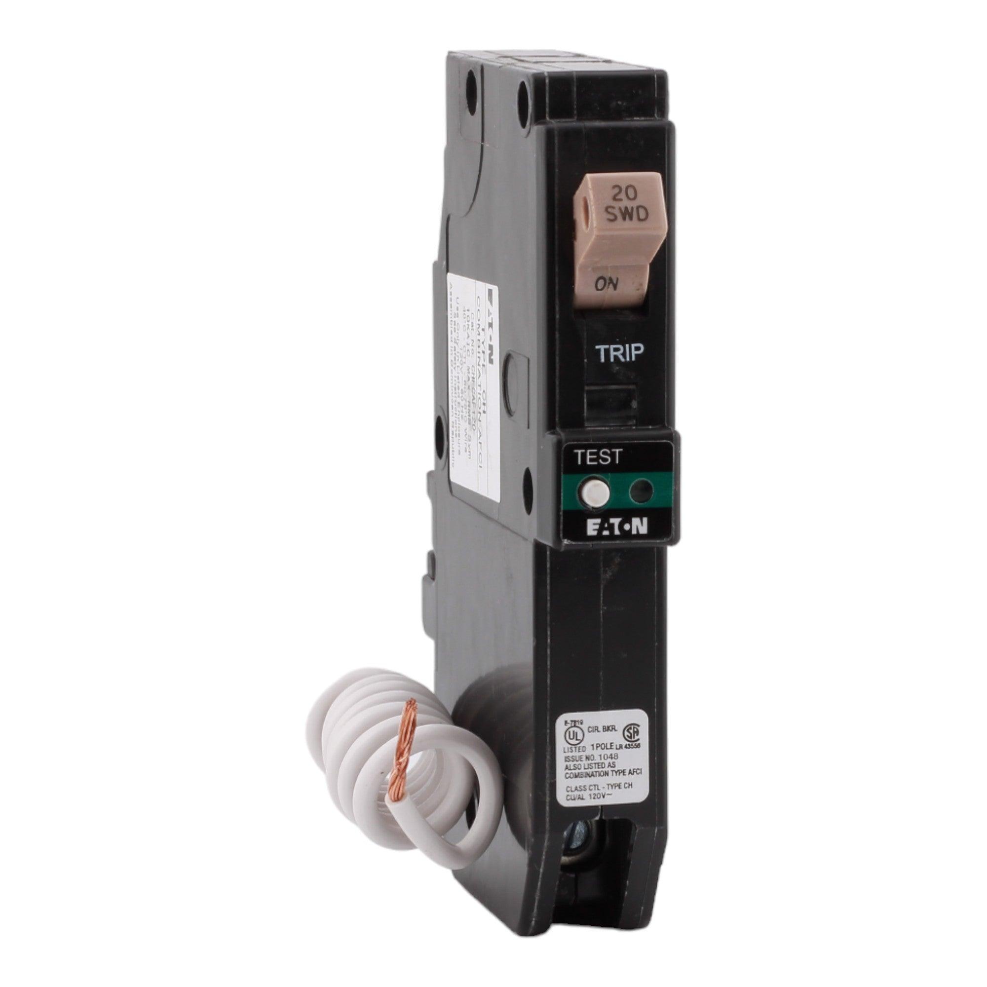 Eaton CHFCAF120 20 Amp Single Pole 120V Pigtail-Neutral AFCI Arc Fault Circuit Breaker UL