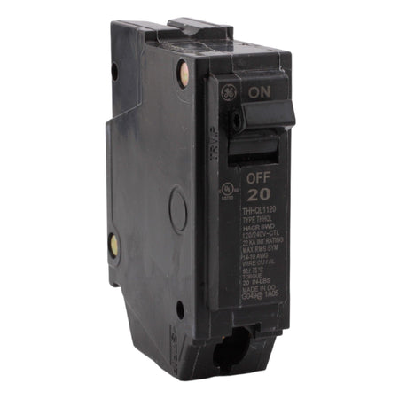 GE THHQL1120 20 Amp Single-Pole Circuit Breaker - 120/240V, 10kA, Plug-On, UL Listed