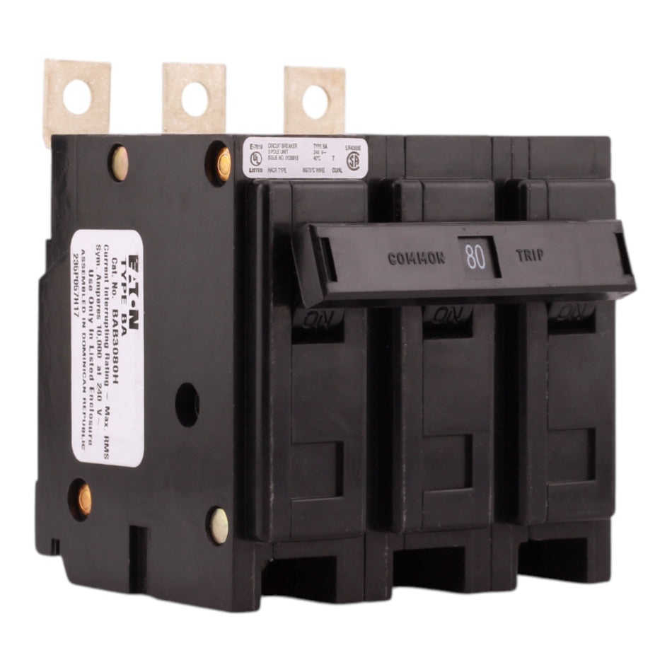 Eaton Quicklag BAB3080H 80A 3P 240V Thermal-Magnetic Bolt-On Circuit Breaker