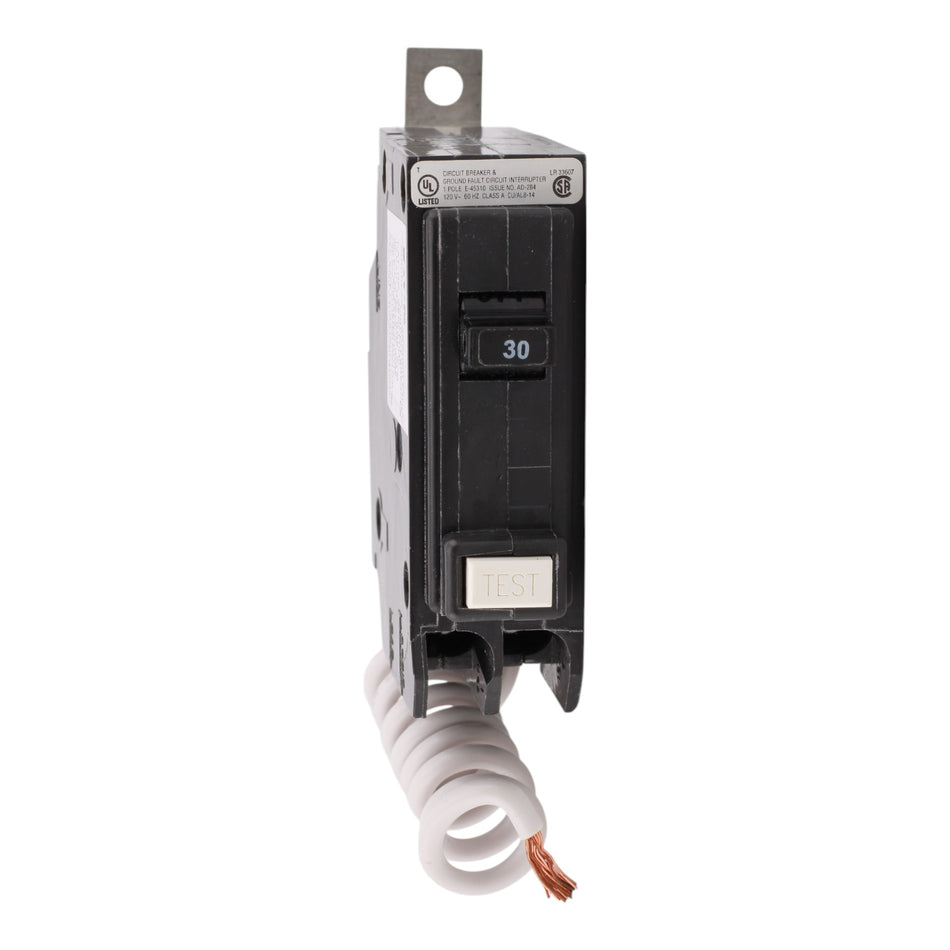 Eaton QBGFT1030, 30A, 120/240V, 1-Pole GFCI Circuit Breaker, 5mA Trip, Bolt-On, for QB Load Centers