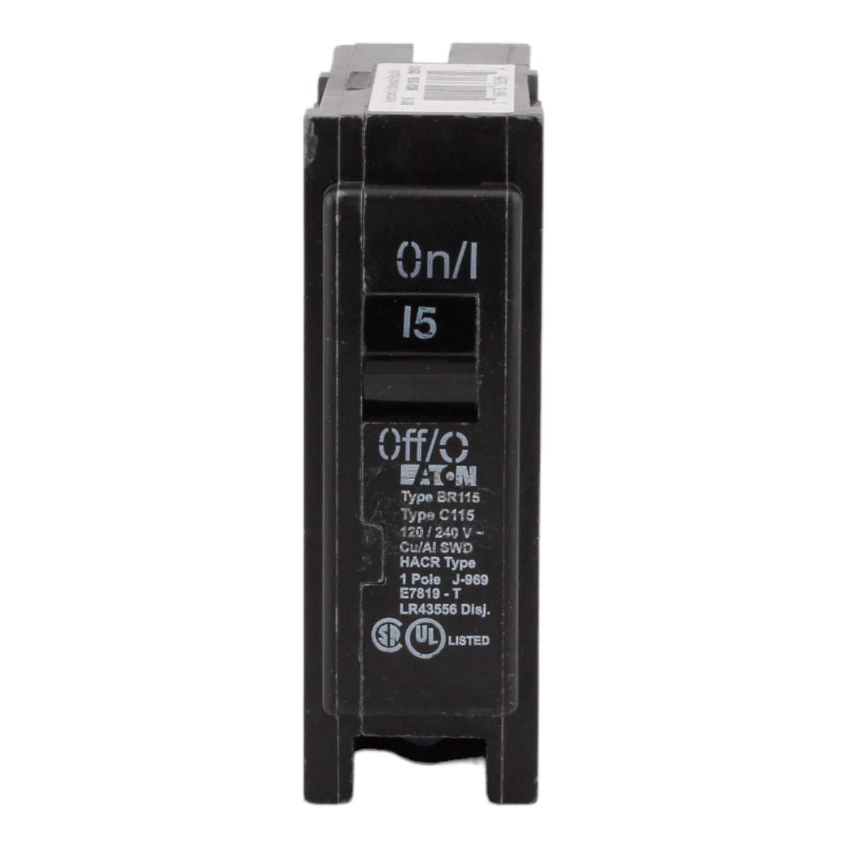 Eaton BR115 15 Amp Single Pole 120V Plug-In Standard Trip Circuit Breaker UL