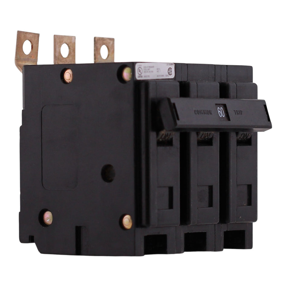 Eaton QB, QBHW3060H, 60A, 3P, 240V, 22kA, Bolt-On, Quicklag, High-Interrupting, Thermal-Magnetic, Circuit Breaker