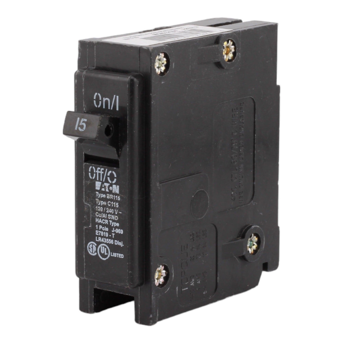 Eaton BR115 15 Amp Single Pole 120V Plug-In Standard Trip Circuit Breaker UL