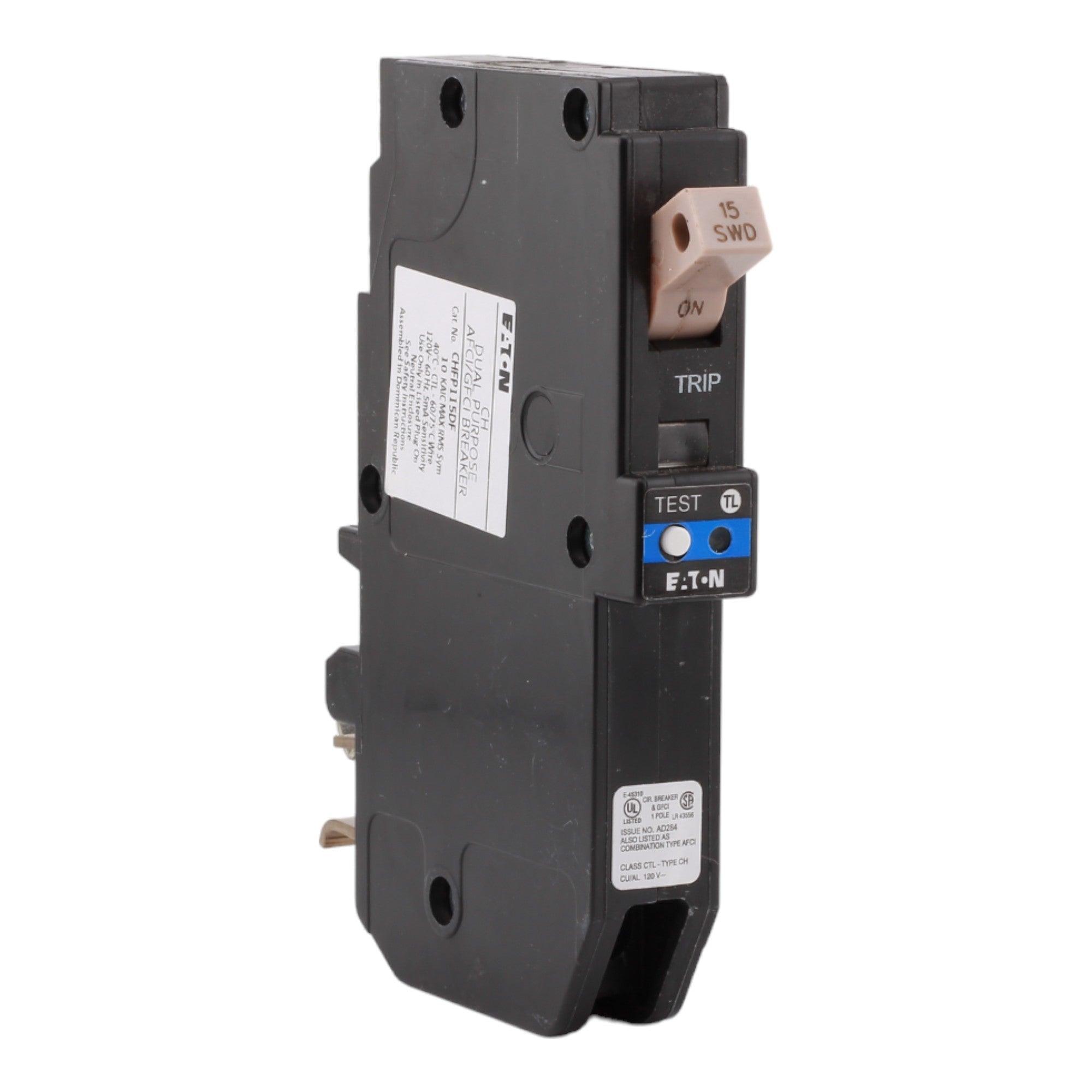 Eaton CH CHFP115DF 15A 1P 120V AFCI/GFCI Plug-On Neutral Circuit