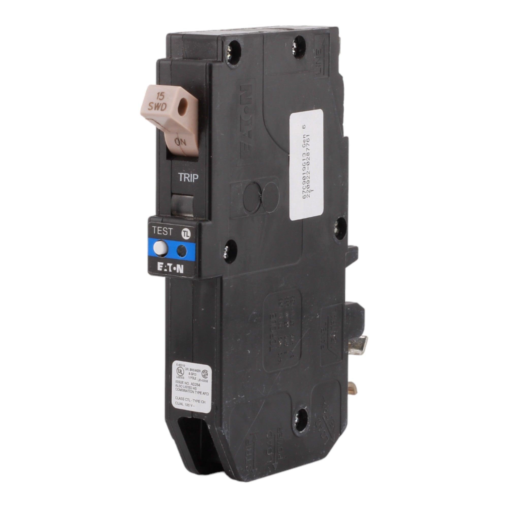 Eaton CHFP115DF 15 Amp Single Pole 120V Plug-On Neutral AFCI/GFCI Dual Function Circuit Breaker UL
