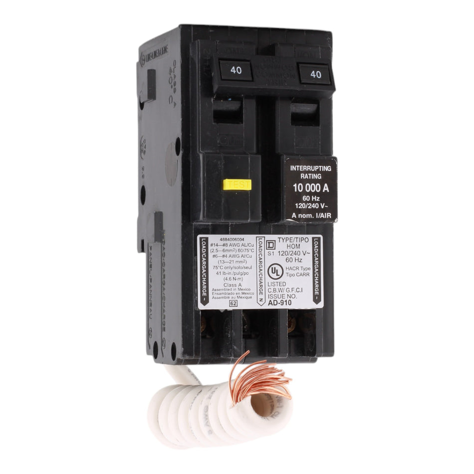 Square D Homeline HOM240GFIC 40A 2P 120/240V GFCI Circuit Breaker