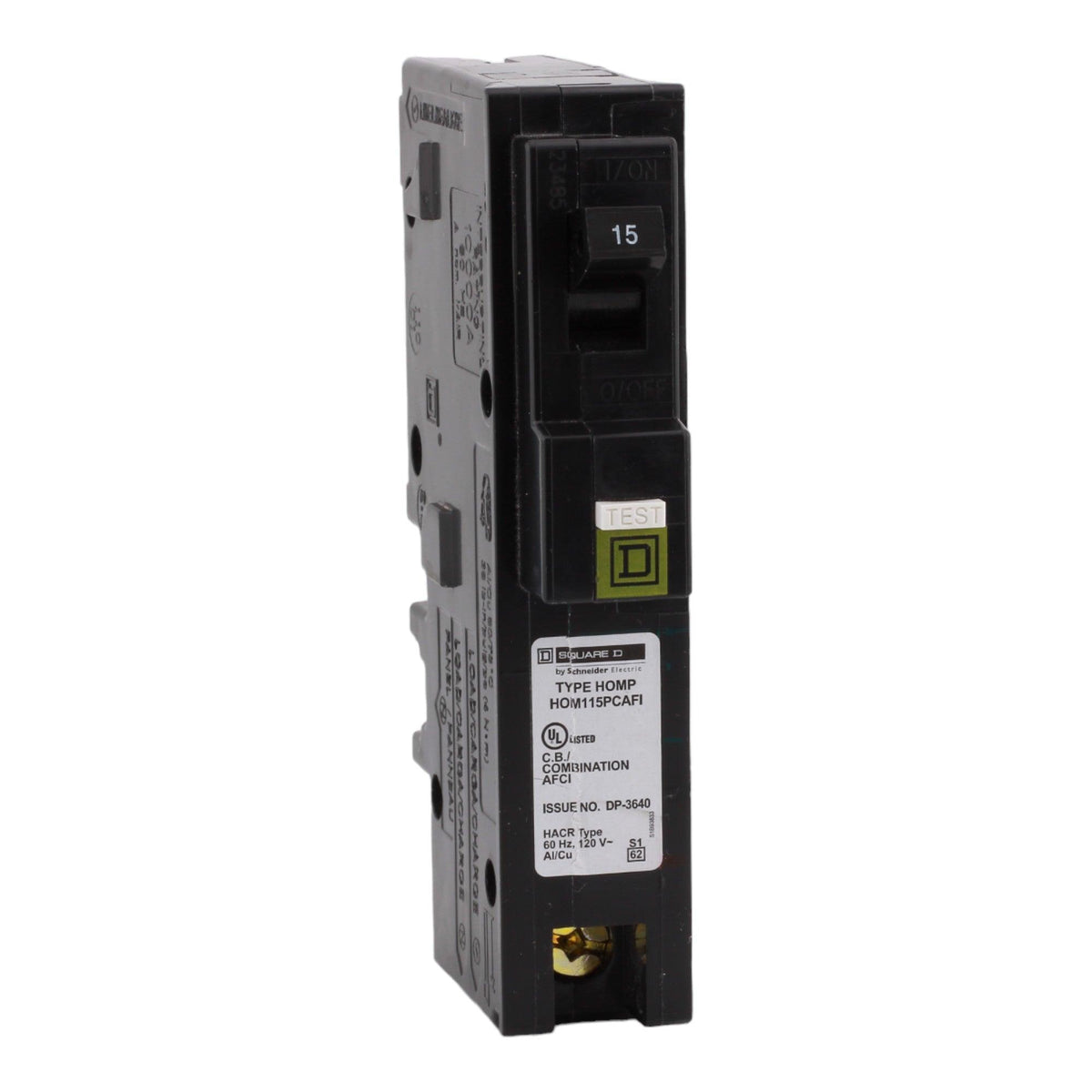 Square D HOM115PCAFI 15 Amp Single Pole 120V Plug-On Neutral AFCI Arc Fault Circuit Breaker UL