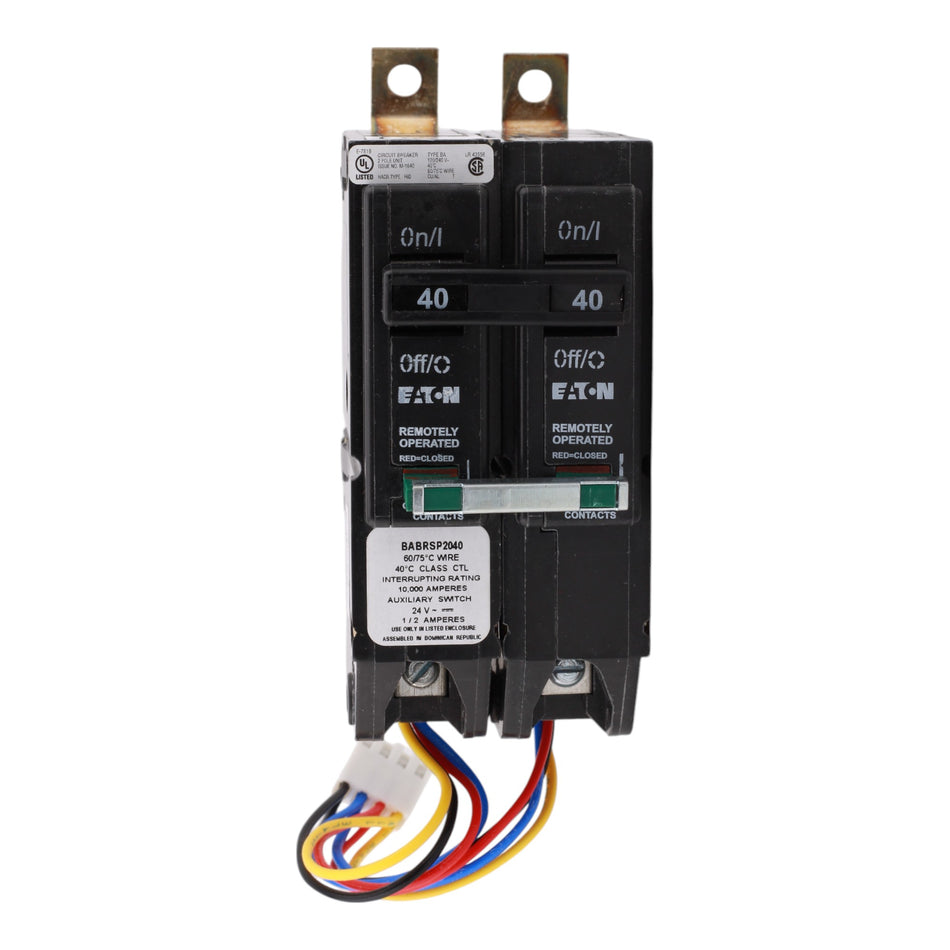 Eaton BABRSP2040, 40A, 120/240V, 2-Pole, Bolt-On Smart Circuit Breaker, Status Switch, UL 489, for Load Centers & Panelboards