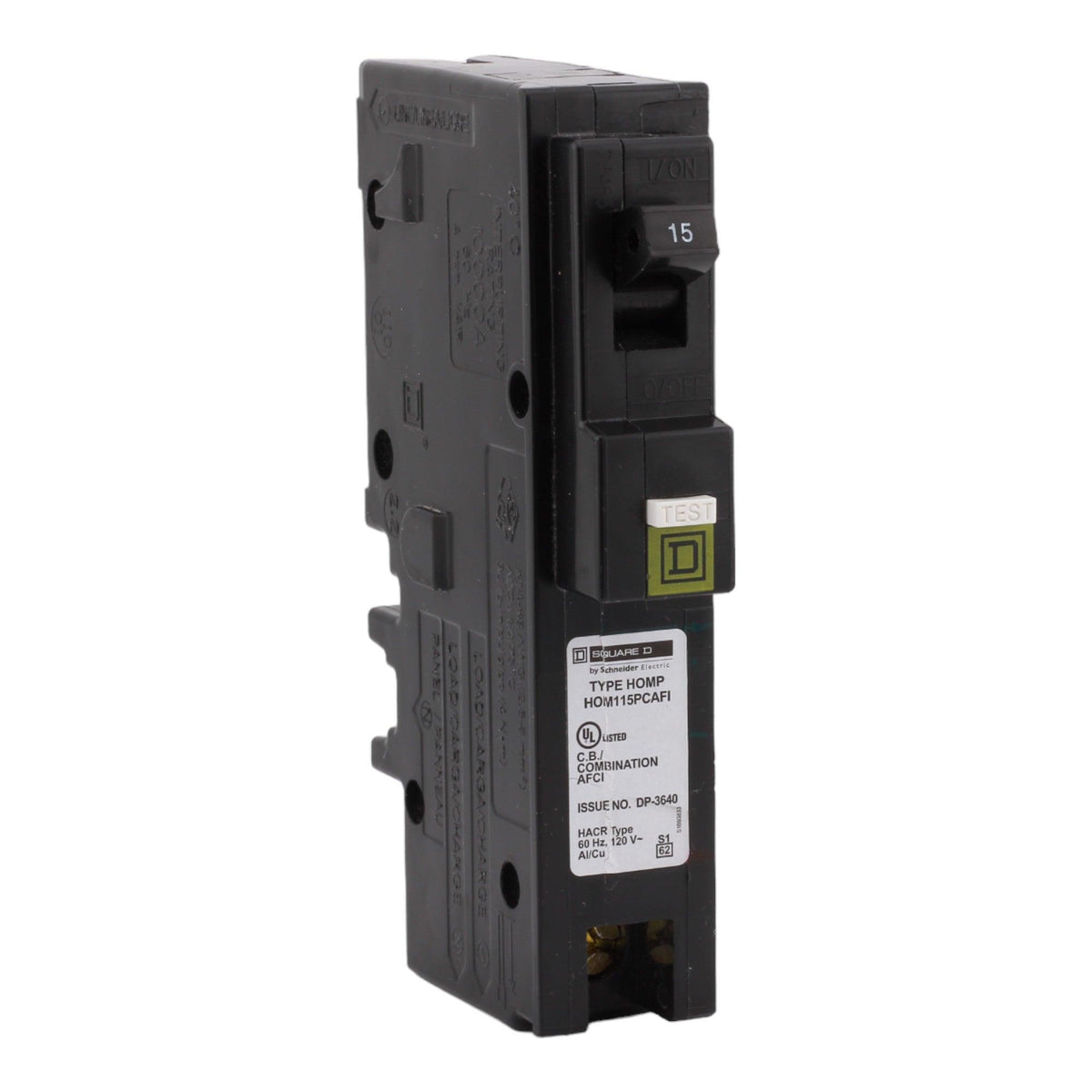 Square D HOM115PCAFI 15 Amp Single Pole 120V Plug-On Neutral AFCI Arc Fault Circuit Breaker UL