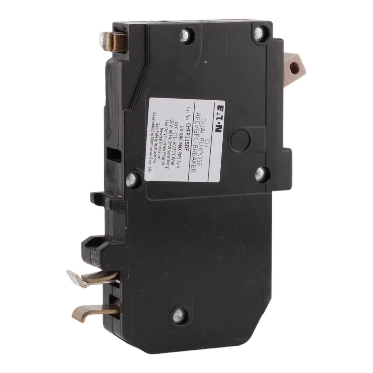 Eaton CHFP115DF 15 Amp Single Pole 120V Plug-On Neutral AFCI/GFCI Dual Function Circuit Breaker UL