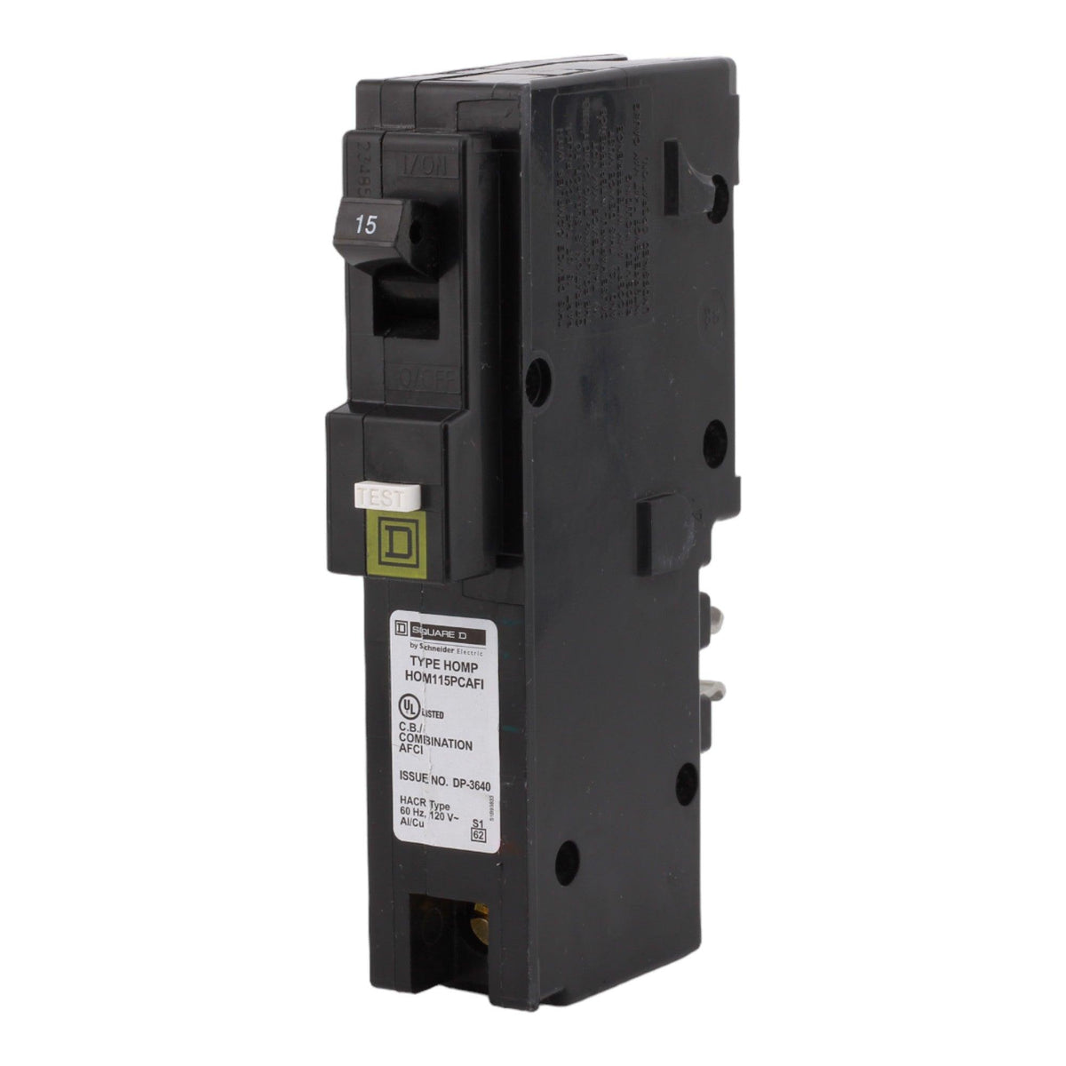 Square D HOM115PCAFI 15 Amp Single Pole 120V Plug-On Neutral AFCI Arc Fault Circuit Breaker UL