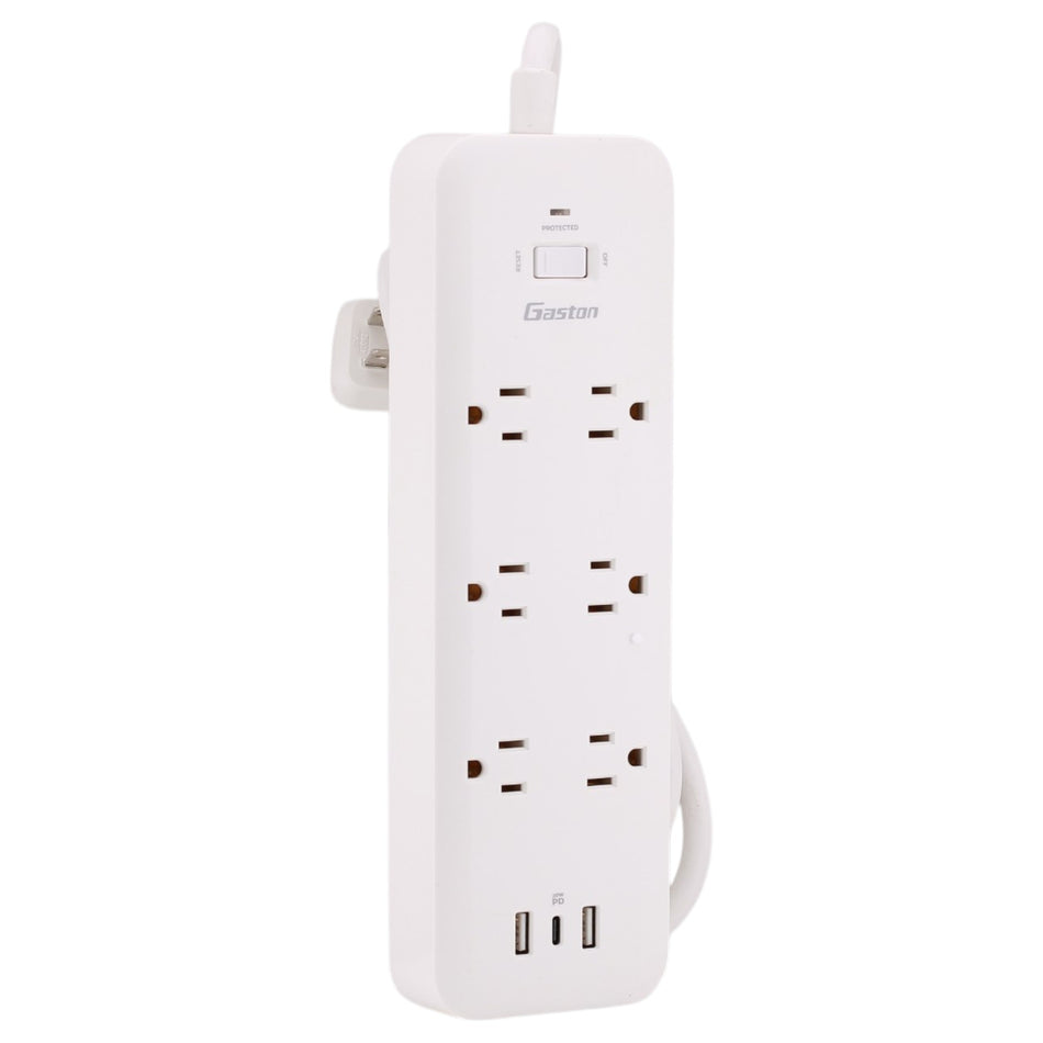 KMC Surge Strip 6 PD,GST20615-1405WA , 6-Outlet, 980J, 15A, 125V, 4ft, USB-C PD 30W, Surge Protector