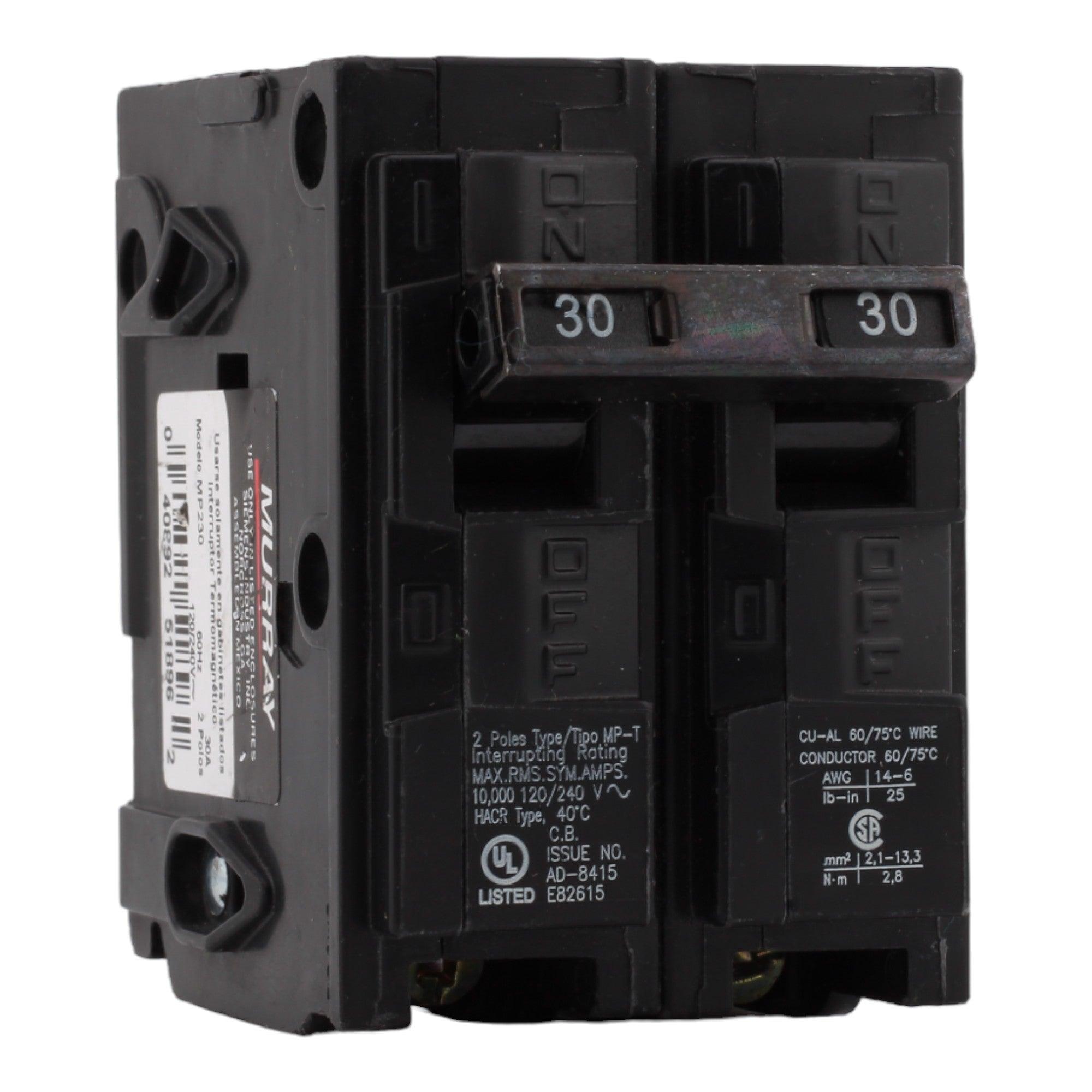 Murray MP230 30 Amp Double Pole Circuit Breaker, Thermal Magnetic