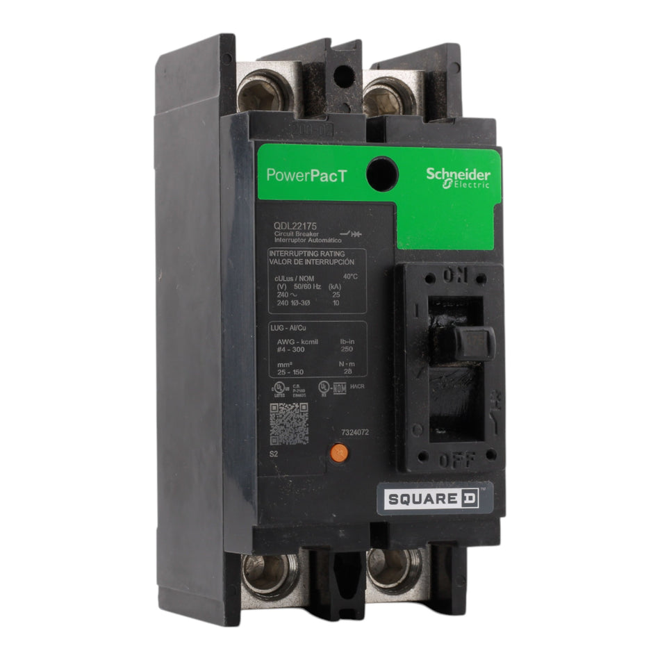 Square D QDL22175 Circuit breaker  PowerPacT Q, 175A, 2 pole, 240VAC, 25kA, lugs, thermal magnetic, 80%