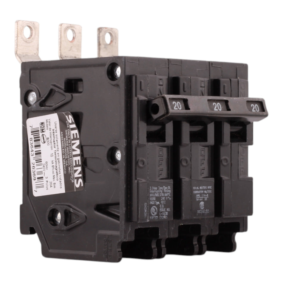 Siemens BL B320 20A 3P 240V Thermal Magnetic Circuit Breaker