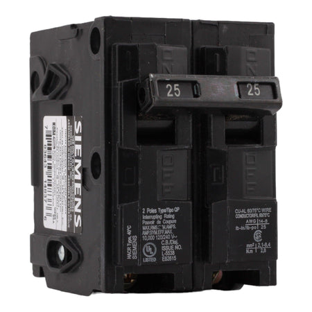 Siemens Q225 25 Amp Double Pole 240V Plug-In Standard Trip Circuit Breaker UL