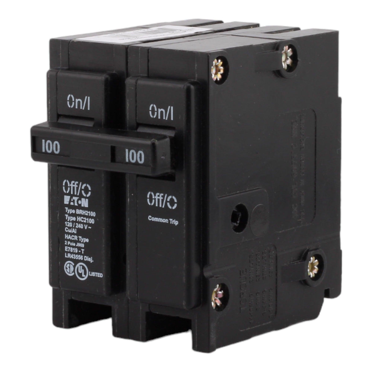 Eaton BRH2100 100 Amp Double Pole 240V Plug-In Standard Trip Circuit Breaker UL