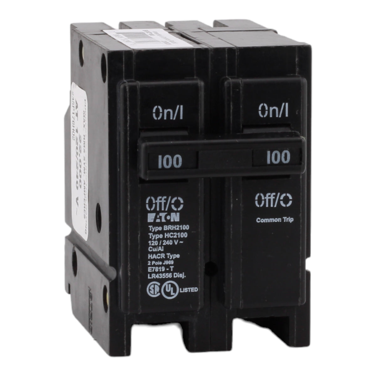 Eaton BRH2100 100 Amp Double Pole 240V Plug-In Standard Trip Circuit Breaker UL