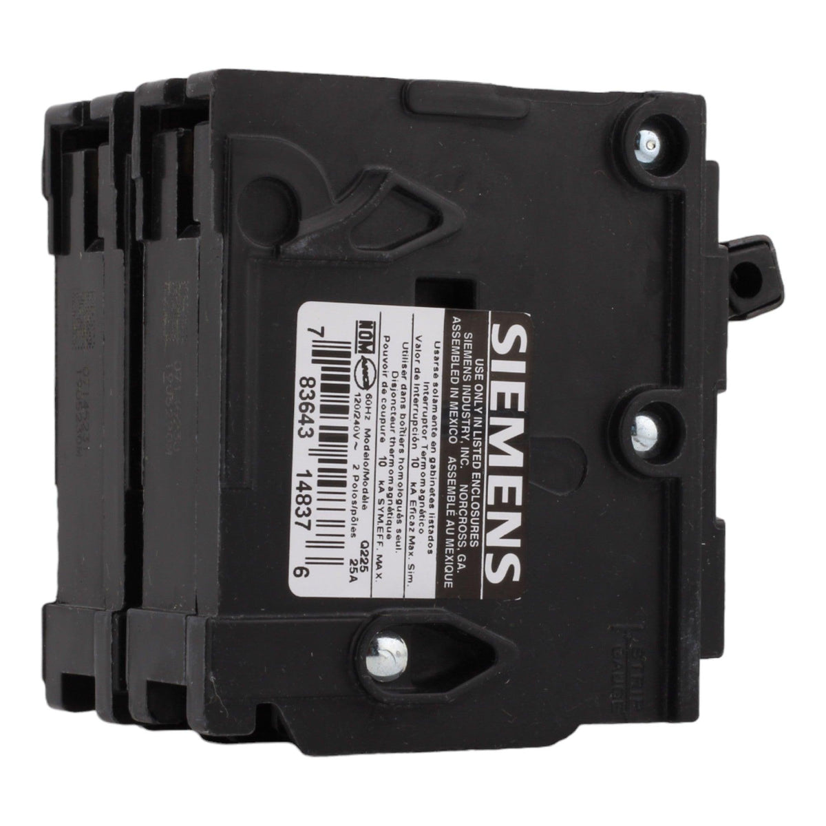 Siemens Q225 25 Amp Double Pole 240V Plug-In Standard Trip Circuit Breaker UL