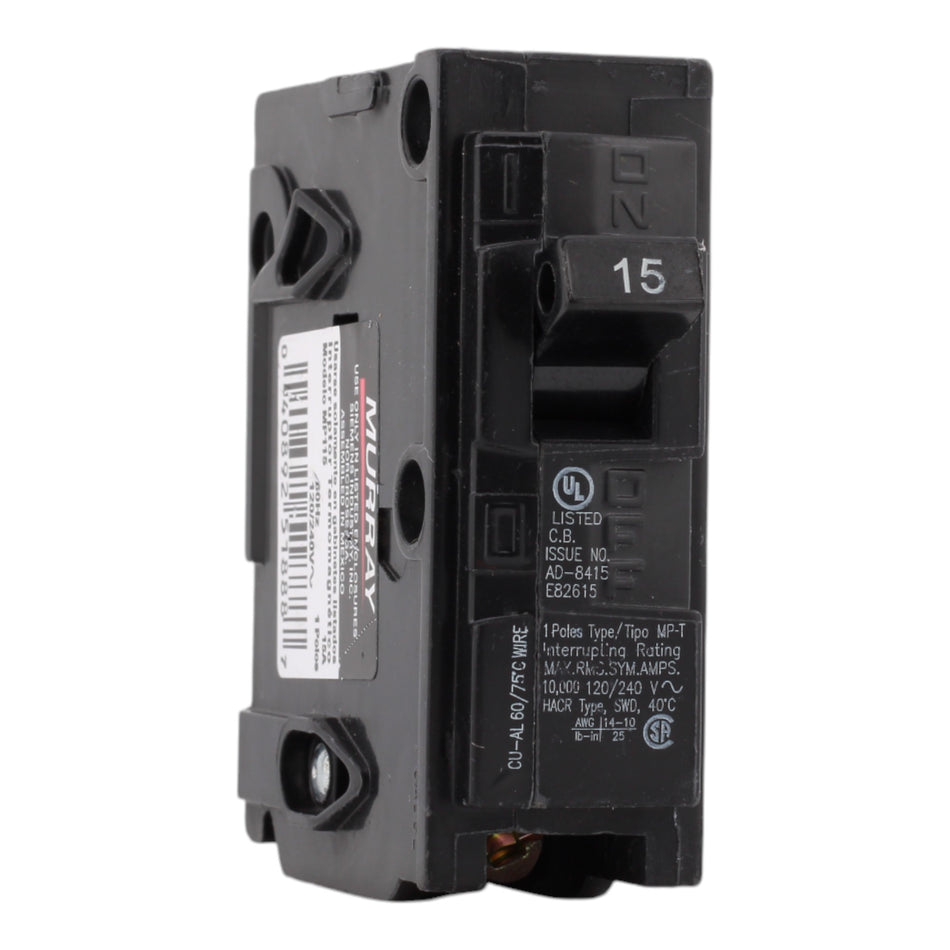 Murray MP115 15A 120V 1-Pole Miniature Thermal Magnetic Circuit Breaker, Compatible with Murray and Siemens Load Centers