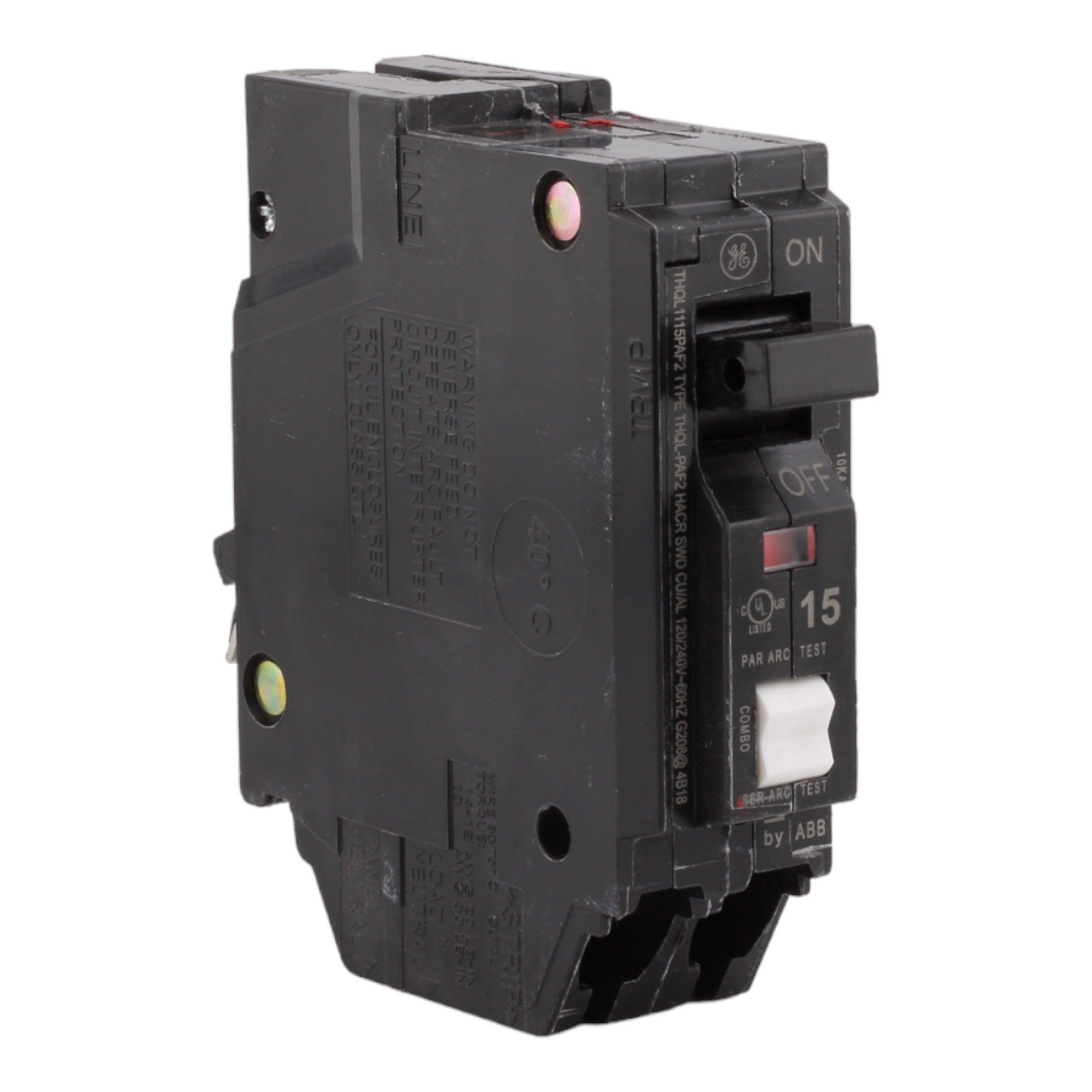 GE THQL1115PAF2 15 Amp Single Pole 120V Plug-On Neutral AFCI Arc Fault Circuit Breaker UL