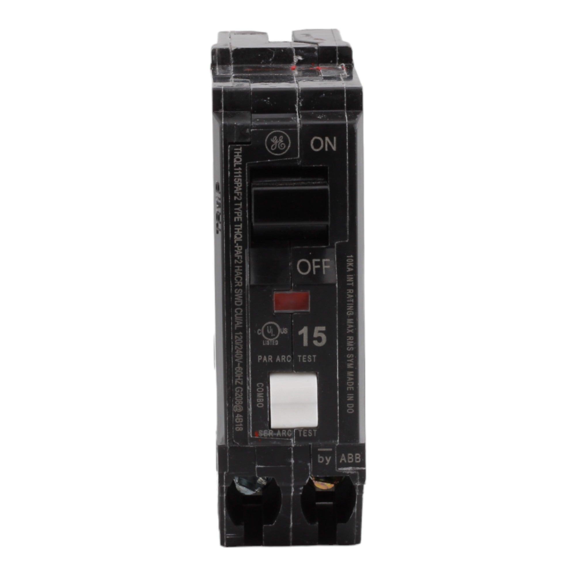 GE THQL1115PAF2 15 Amp Single Pole 120V Plug-On Neutral AFCI Arc Fault Circuit Breaker UL