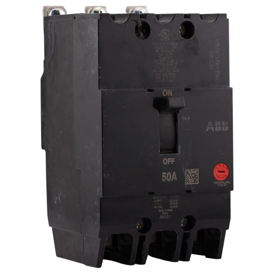 GE Q-Line, TEY350, 50A, 3P, 480Y/277V, 65/14kA, Bolt-On, Thermal-Magnetic, Circuit Breaker