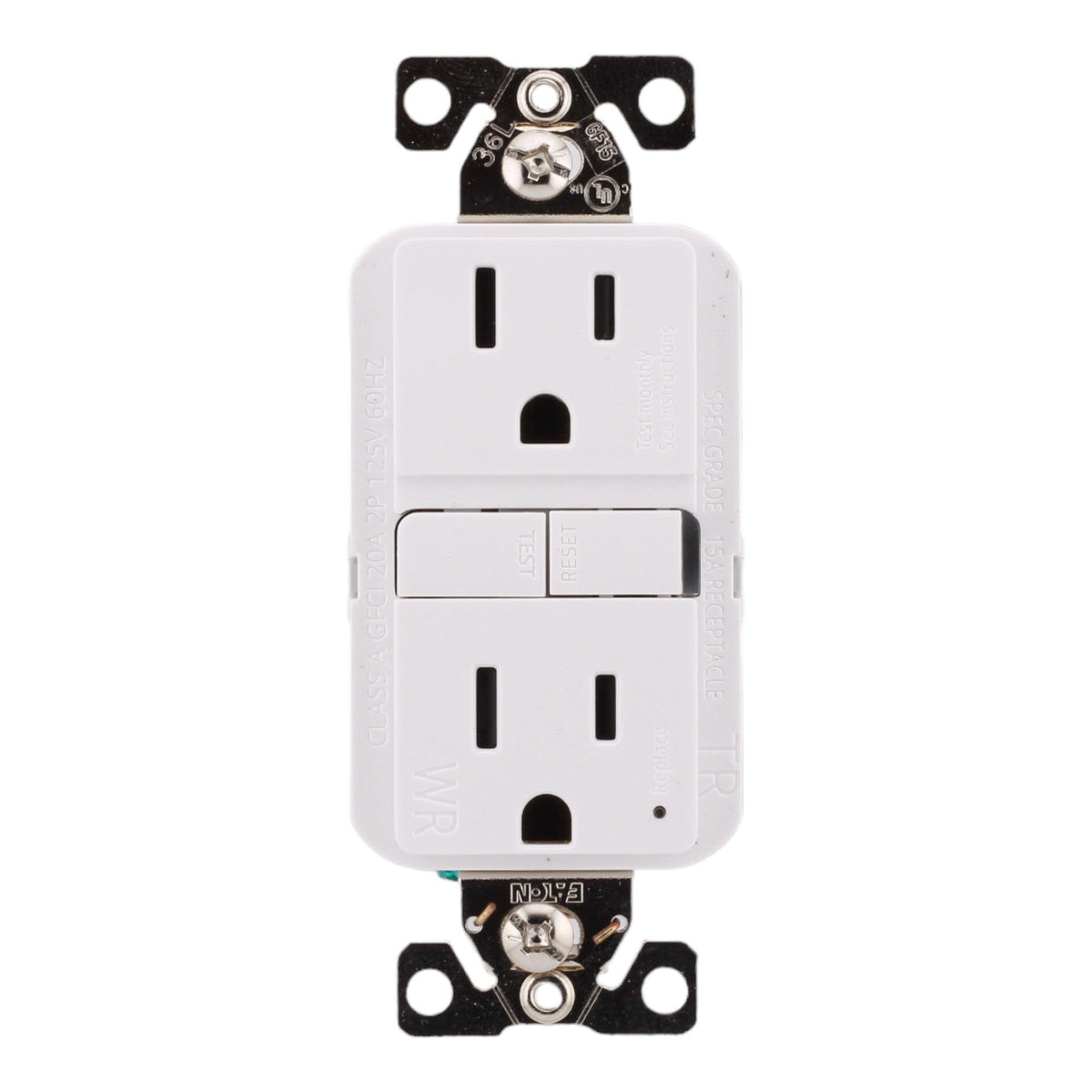 Eaton TWRGF15W 15 Amp Tamper and Weather-Resistant Self-Test GFCI 125V, White, UL Listed