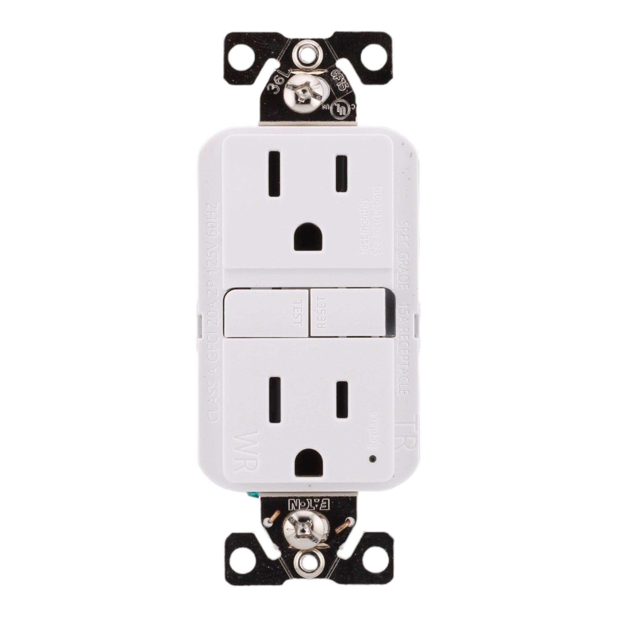 Eaton TWRGF15W 15 Amp Tamper and Weather-Resistant Self-Test GFCI 125V, White, UL Listed