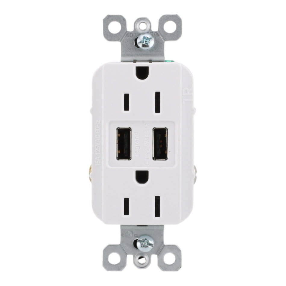 Legrand radiant TM826USBW 15A 3.1A USB-A TR Outlet